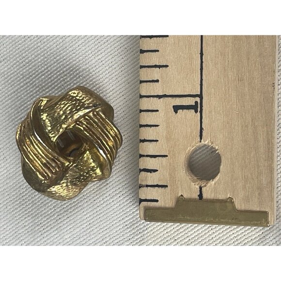 Vintage Gold Tone Twisted Knot Chunky Clip Earrings Textured Ribbed 80s 90s - Picture 6 of 6